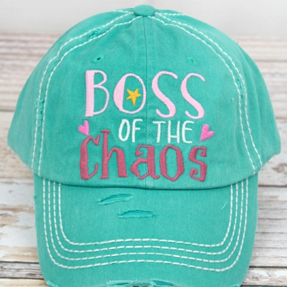 Accessories - Distressed Turquoise  "Boss of the Chaos" Cap